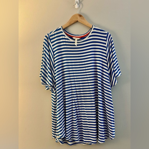 Matilda Jane Sincerely Me Blue and White Stripped top size large - Picture 2 of 6